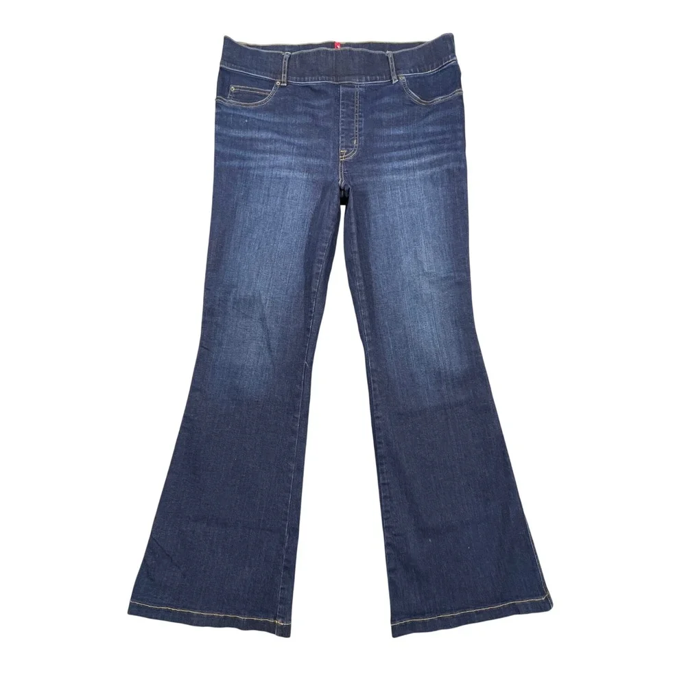 Spanx Dark Wash Pull On Flare Denim Jeans Women 1X Petite